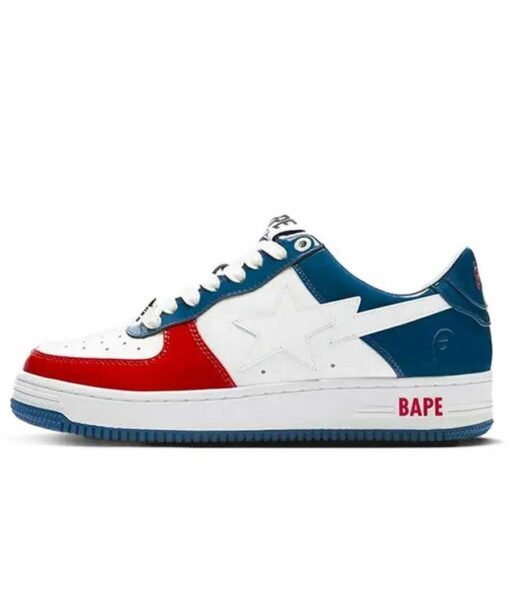 A Bathing Ape Bape Sta White Red Blue sneakers at EG KICKS Egypt